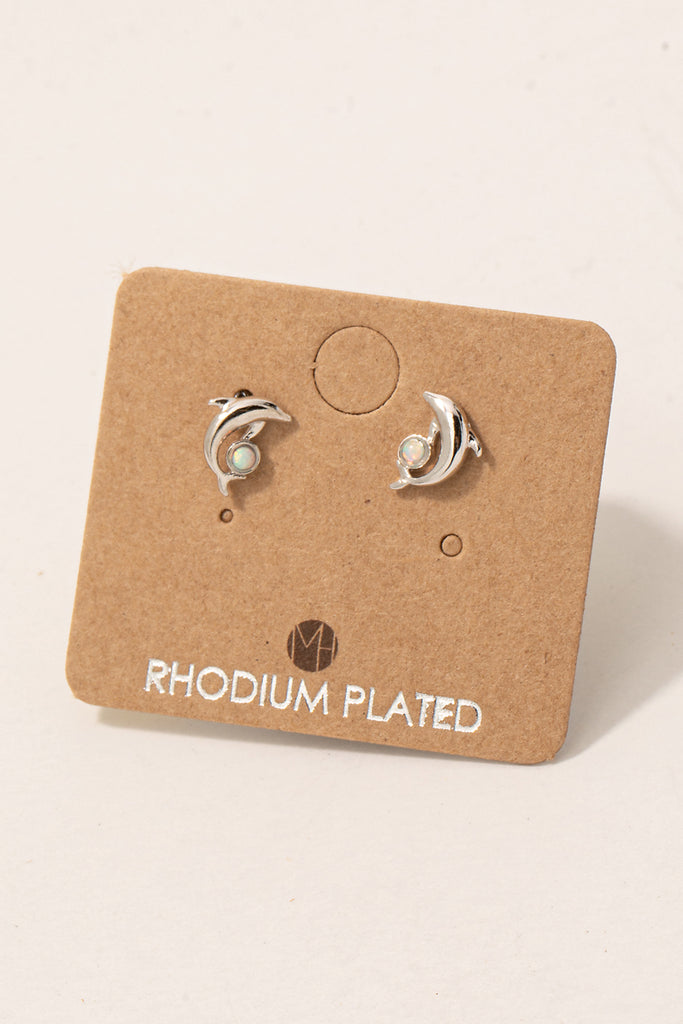 Dolphin Tricks Dainty Stud Earrings with Rhinestone (Gold/Silver)
