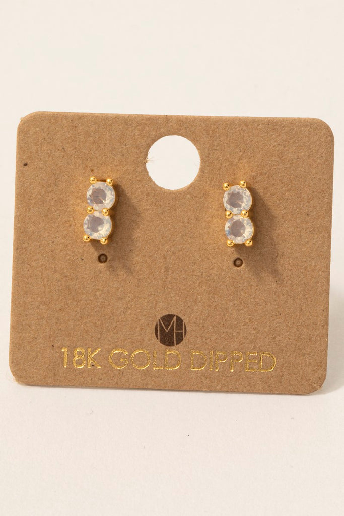 Double Stone Stud Earrings