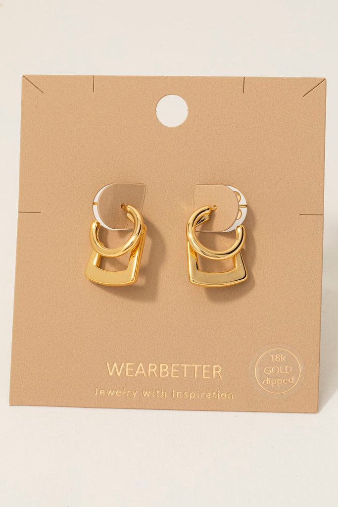 Round and Rectangle Huggie Hoops