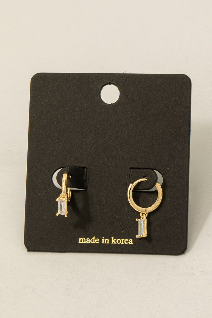Rectangle Diamond Drop Earrings