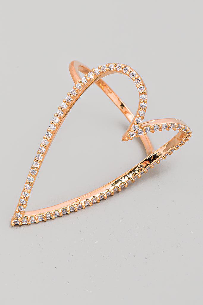 String Of Hearts Rhinestone Statement Ring