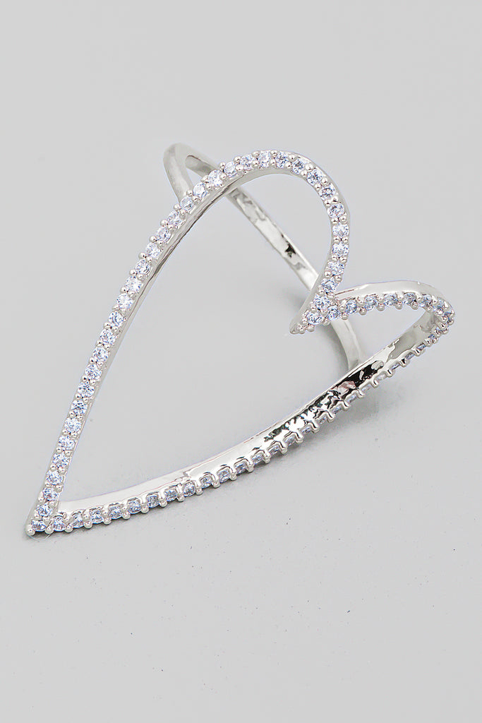 String Of Hearts Rhinestone Statement Ring