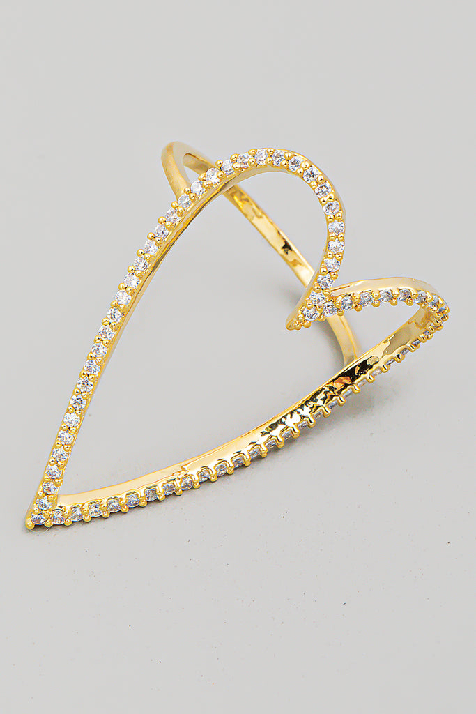 String Of Hearts Rhinestone Statement Ring