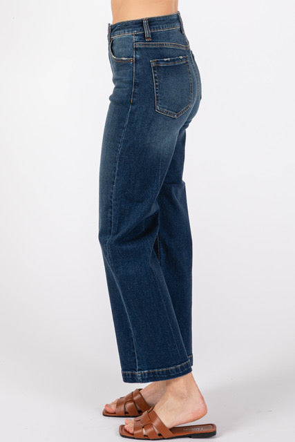 Indigo Dreamer High Rise Cropped Wide Leg Jeans