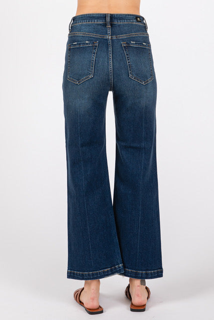 Indigo Dreamer High Rise Cropped Wide Leg Jeans