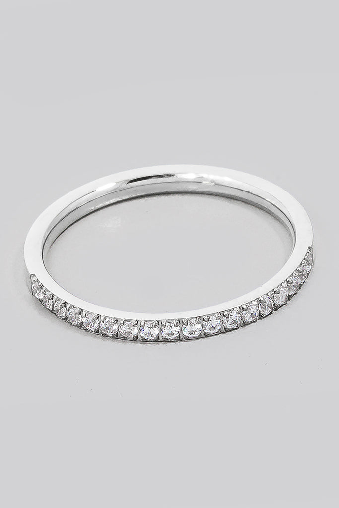 Smooth and Dainty Rhinestone Line Stackable Ring (Gold/Silver)