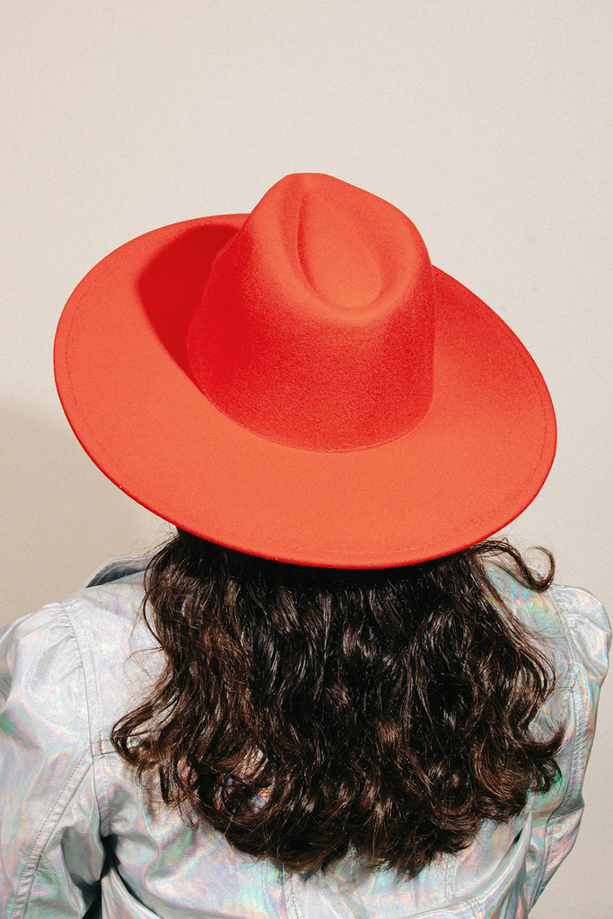 Vintage Felt Flat Brim Fedora Hat (Assorted Colors)
