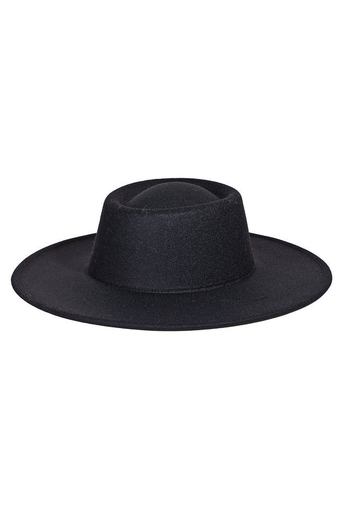 Fashion Felt Flat Wide Brim Hat (Assorted Colors)