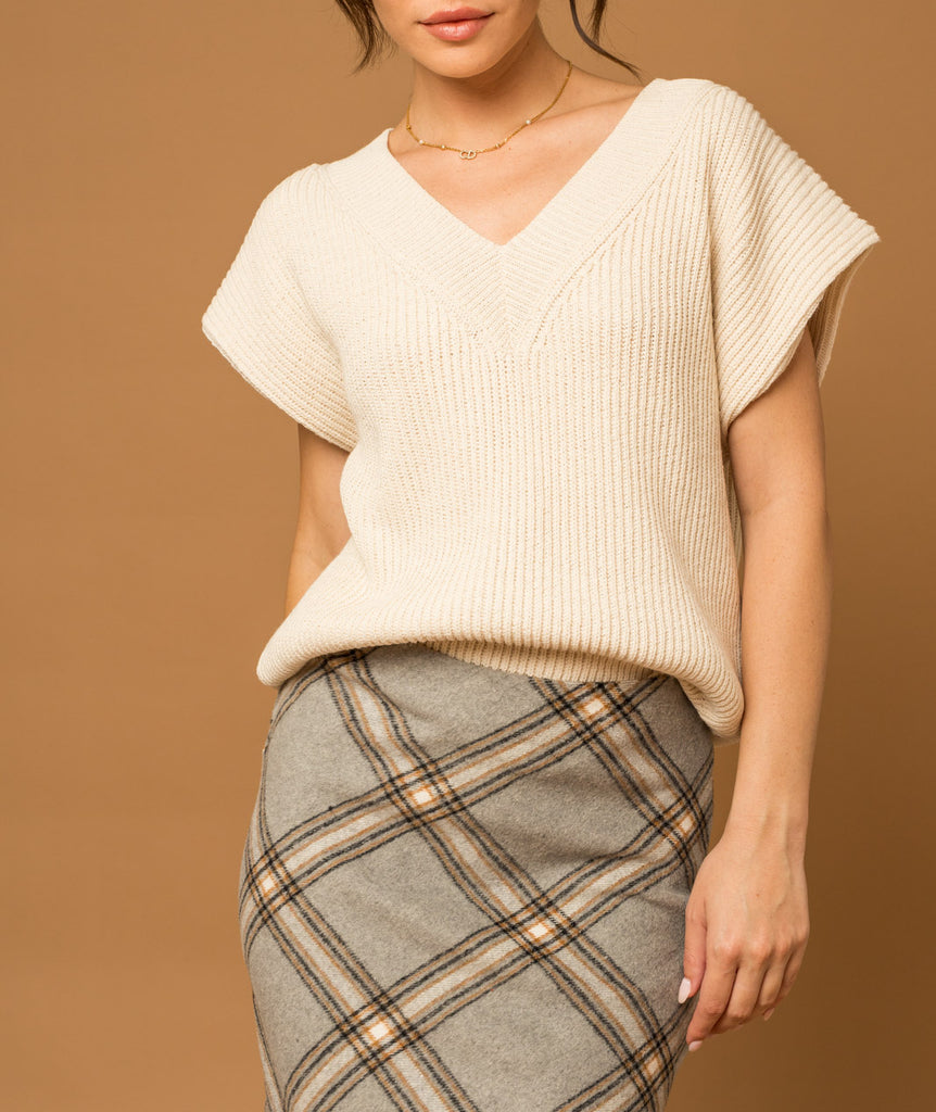 Kaitlyn Knit V Neck Shoulder Sweater Vest