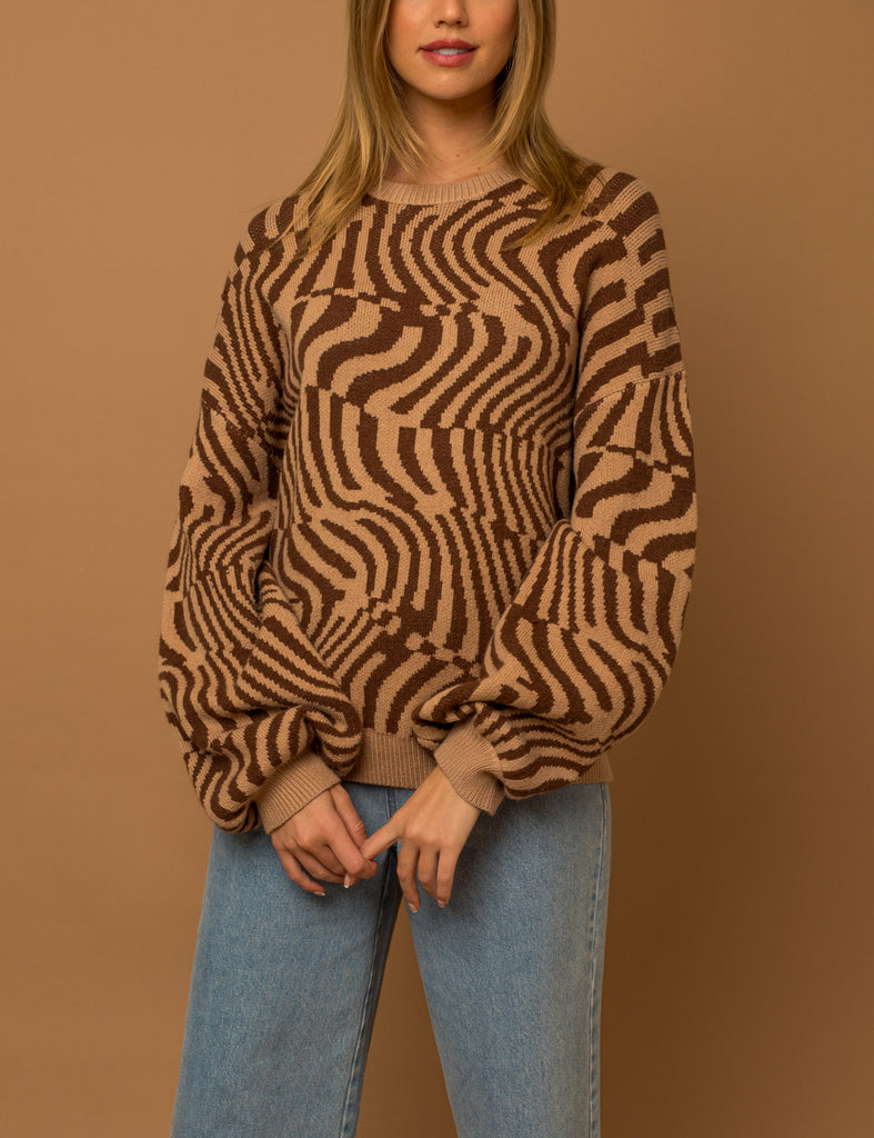 Art Show Round Neck Geo Graphic Sweater