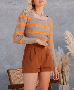 Harvest Hues Square Neck Crop Long Sleeve Sweater