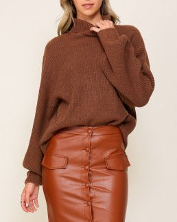 Cocoa Dreams Turtleneck Long Sleeve Knit Sweater