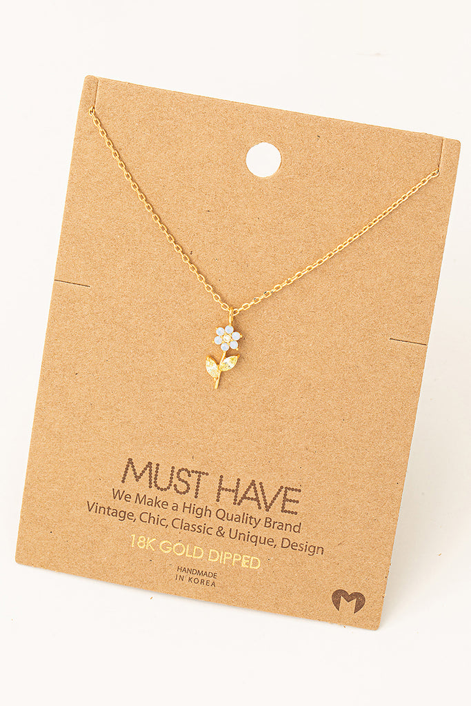 Dainty Colorful Single Flower Necklace in Gold (Assorted)