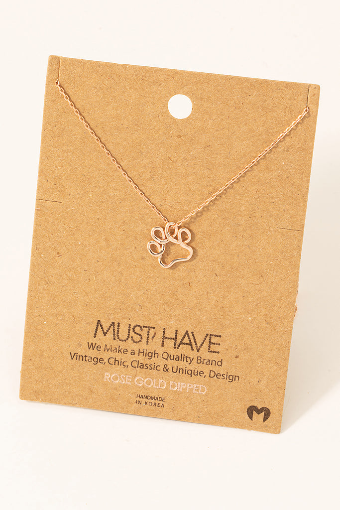 Hollow Dog Paw Pendant Necklace (Assorted)