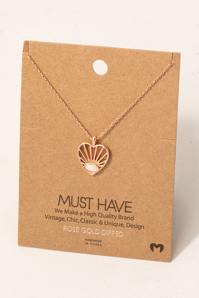 Intricate Heart with Oval Opal Necklace (Assorted)