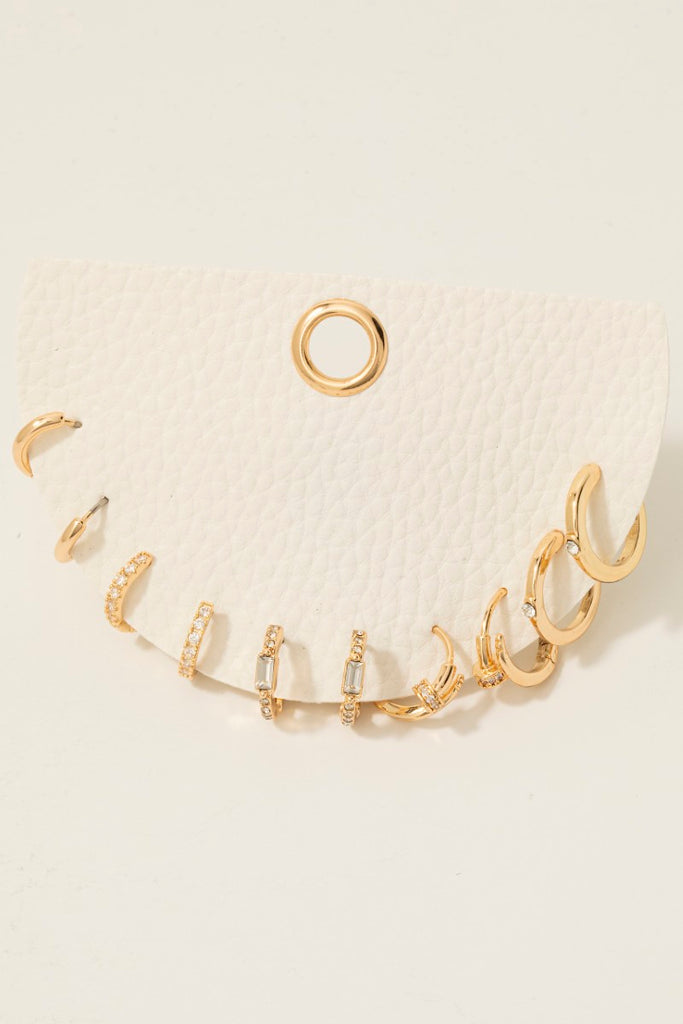 Smooth Rhinestone 5 Pair Hoop Earring Set