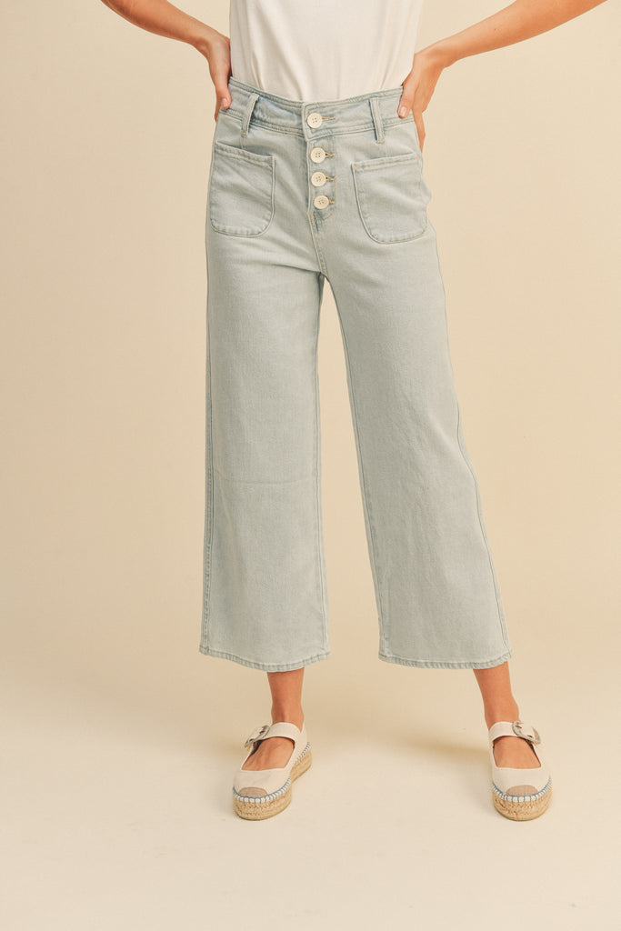 Good Side Washed Cotton Pocket Detailed Pants In Light Denim