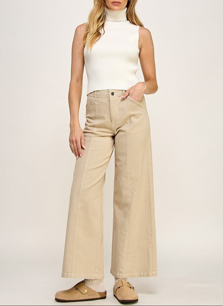 Sandy Dune Clean Seamed High-Rise Wide Leg Jeans