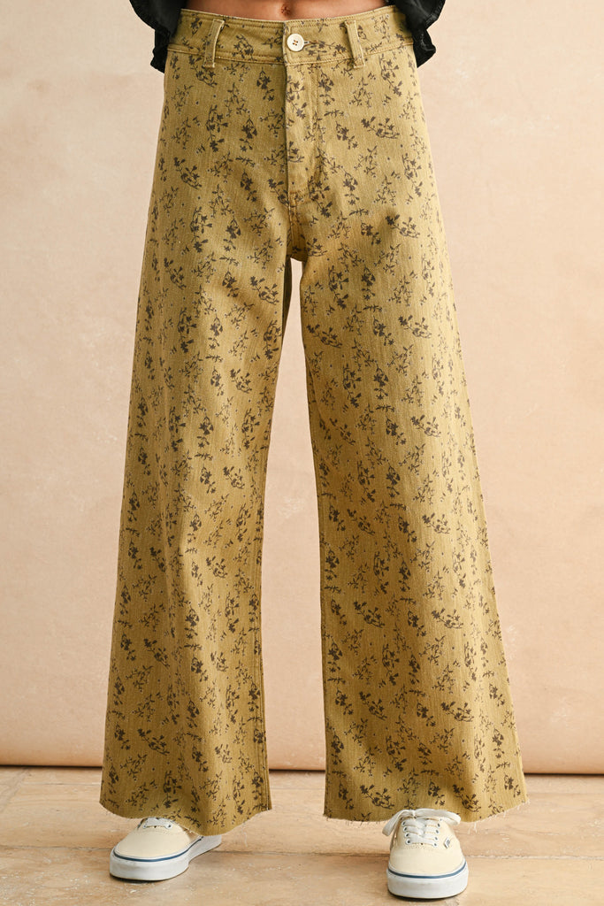 Flora High Waist Wide Leg Flower Print Jean