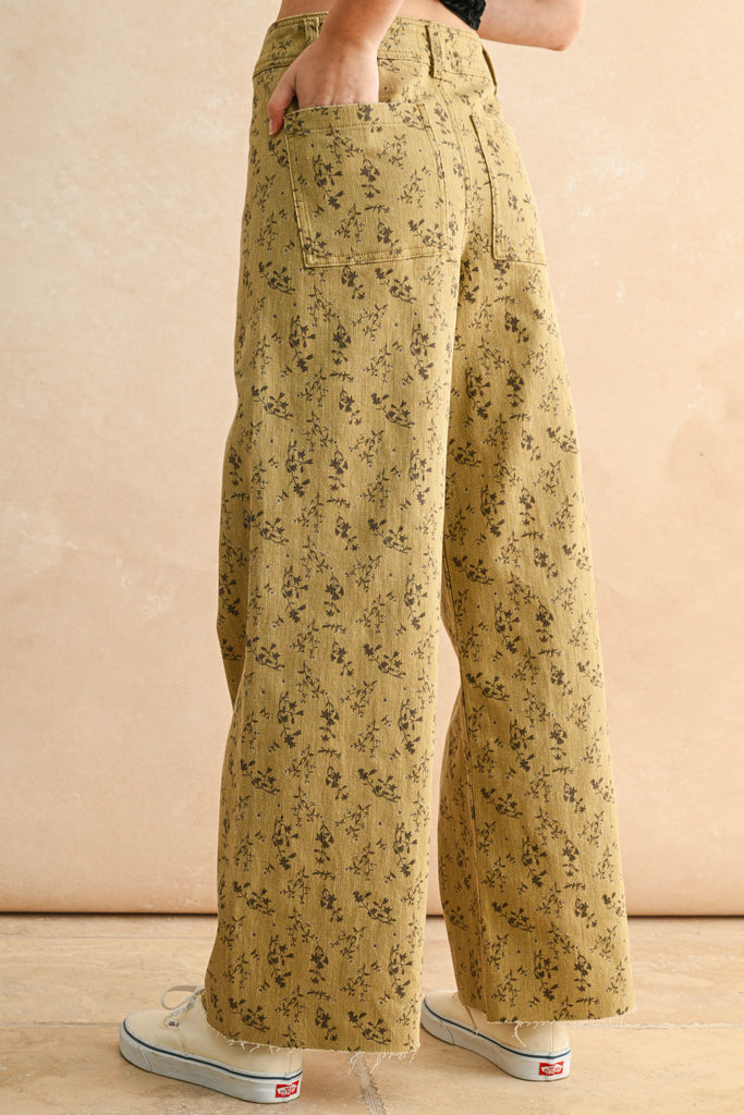 Flora High Waist Wide Leg Flower Print Jean
