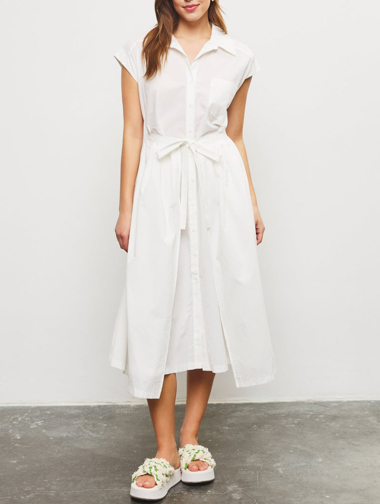Roman Holiday Front Tie Wrap Dress in White
