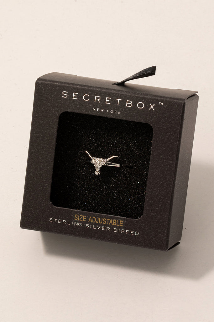 Rhinestone Bull/Steer Horns Ring (Gold/Silver)