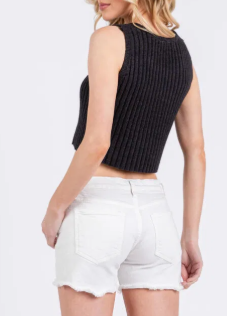 Granite Thread Sleeveless Sweater Crop Top