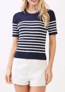 Ekina Round Neck Striped Sweater Top