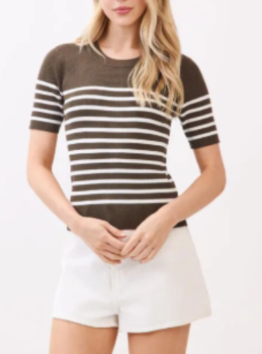 Ekina Round Neck Striped Sweater Top
