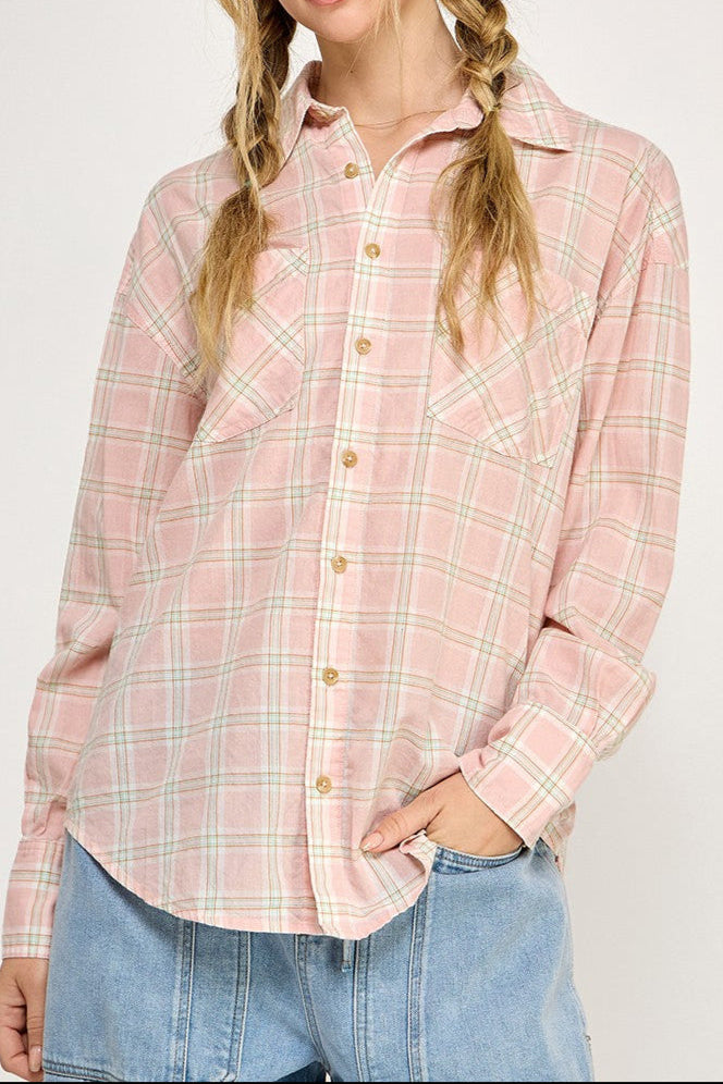 Shayann Plaid Button Down Top