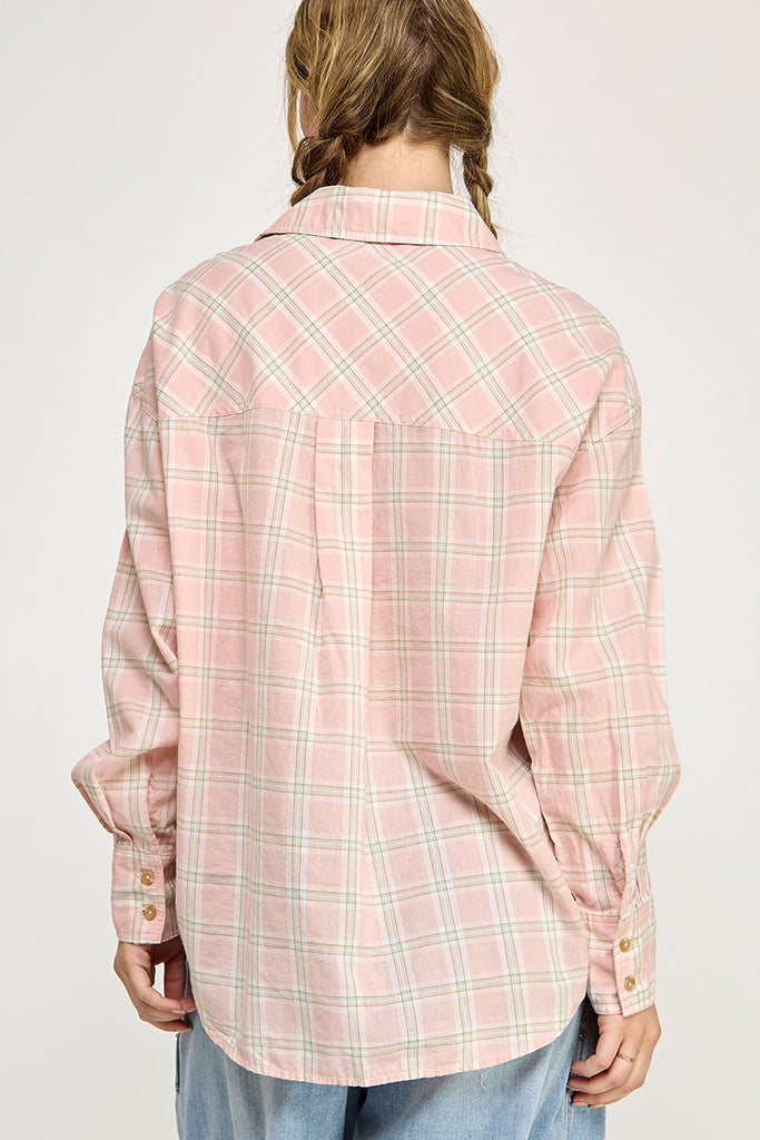 Shayann Plaid Button Down Top