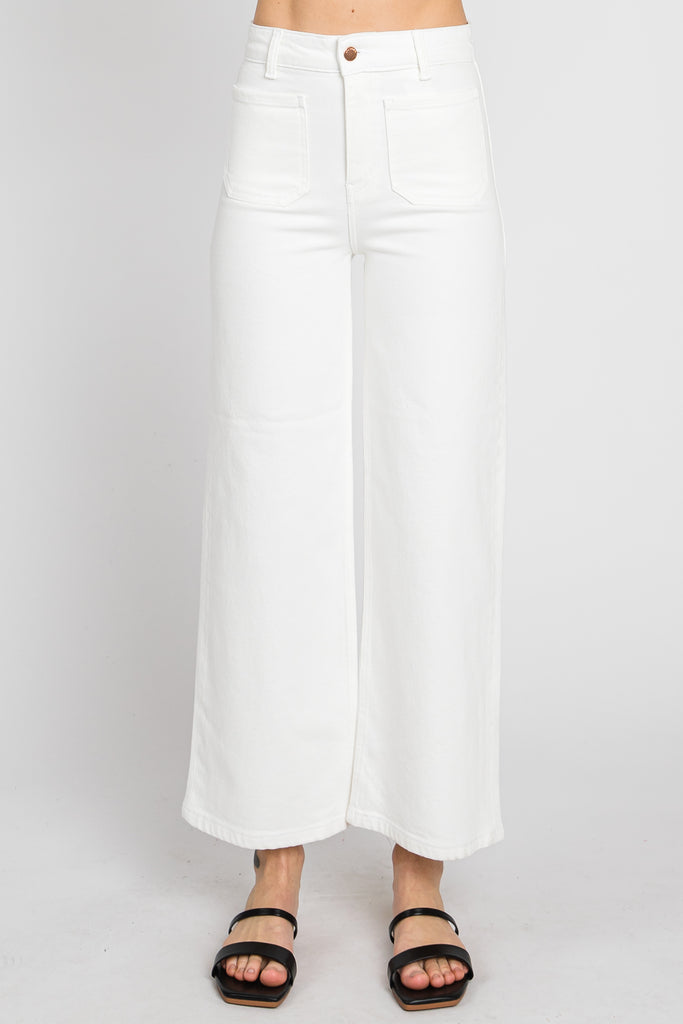 Selena High Waisted Wide Leg Jeans in White