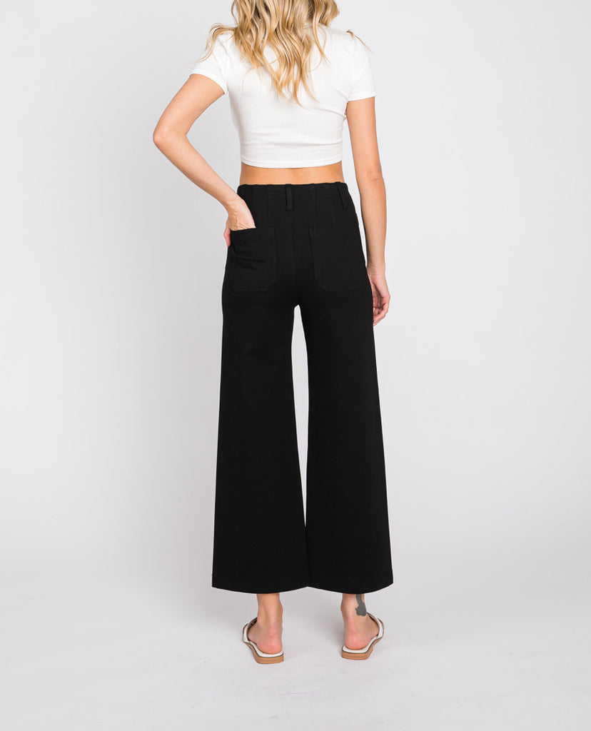 Jo Ponte Cropped Wide Leg Slacks