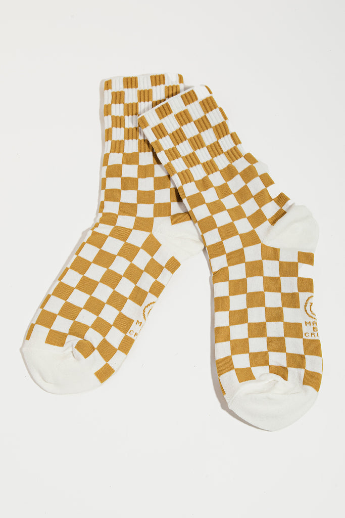 Checkered Stylish Print Mid-Calf Socks (Yellow/Black)
