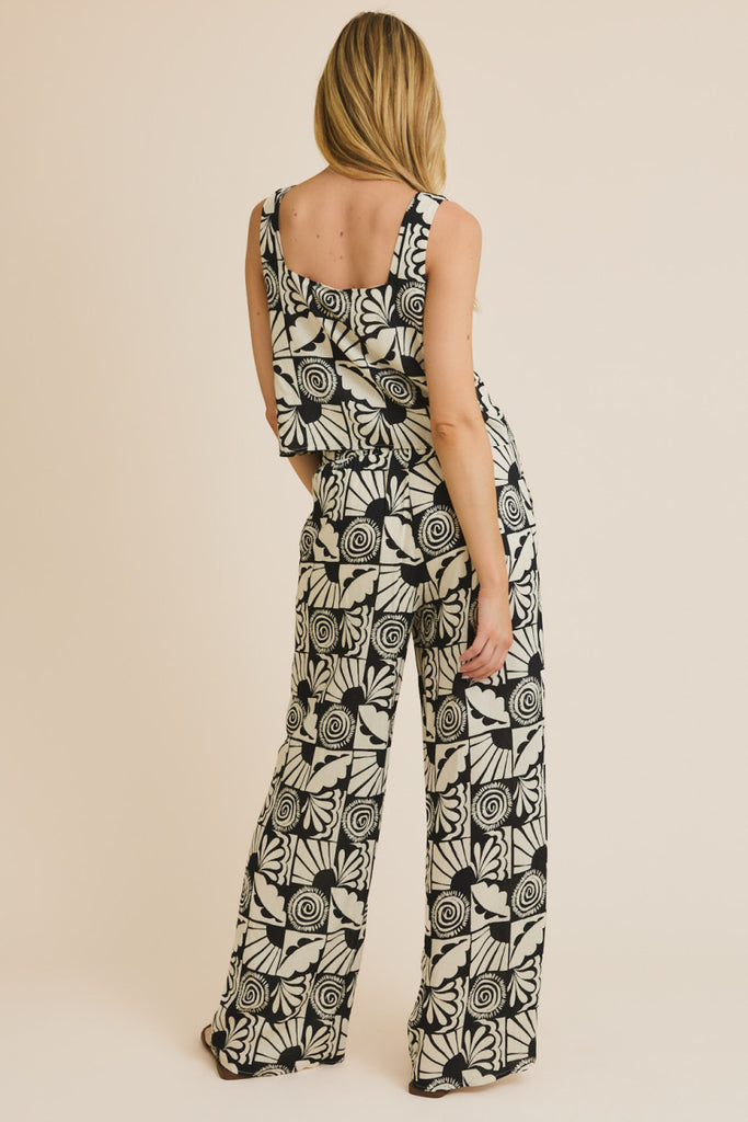 Maude Sleeveless and Wide Leg Abstract Set