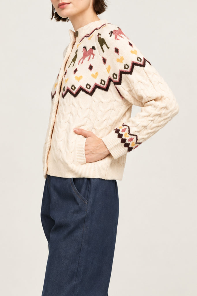 Pink Pony Button Front Cardigan