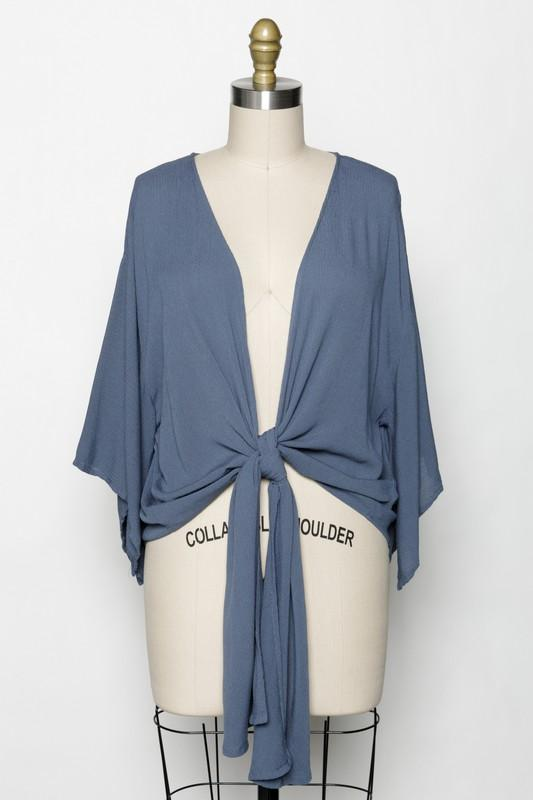 After Dusk Tie-Front Wrap Kimono Indigo