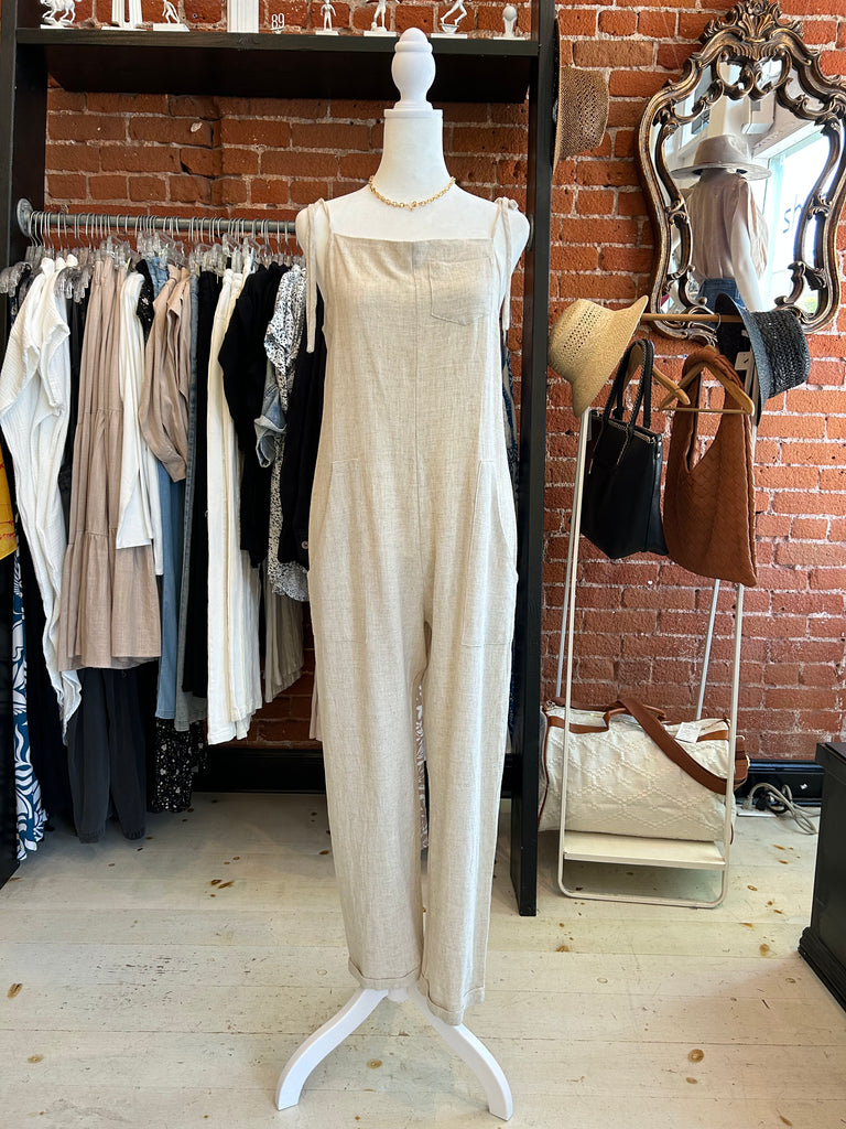 Kai Light Weight Linen Overalls In Natural