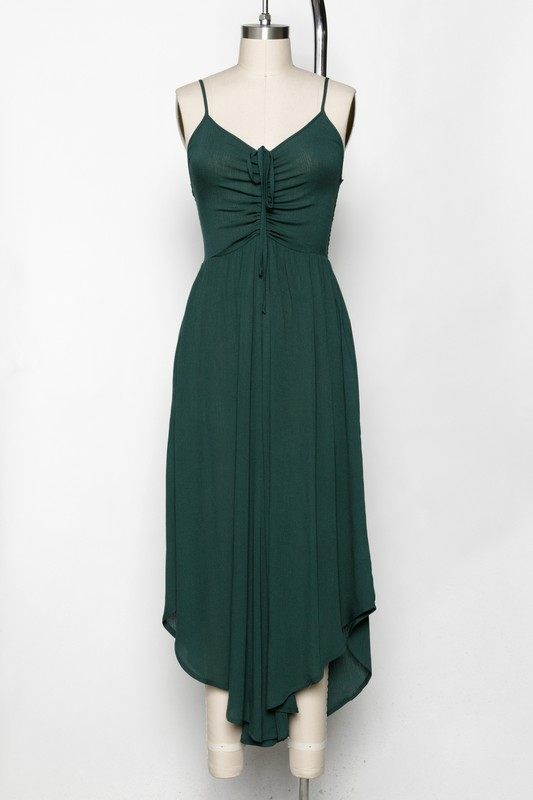 Never Better Front Ruched Round Hemming Midi Jumpsuit Hunter Green