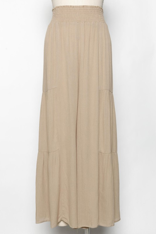Lyra Woven Elastic Waist Wide Leg Pant in Cappuccino