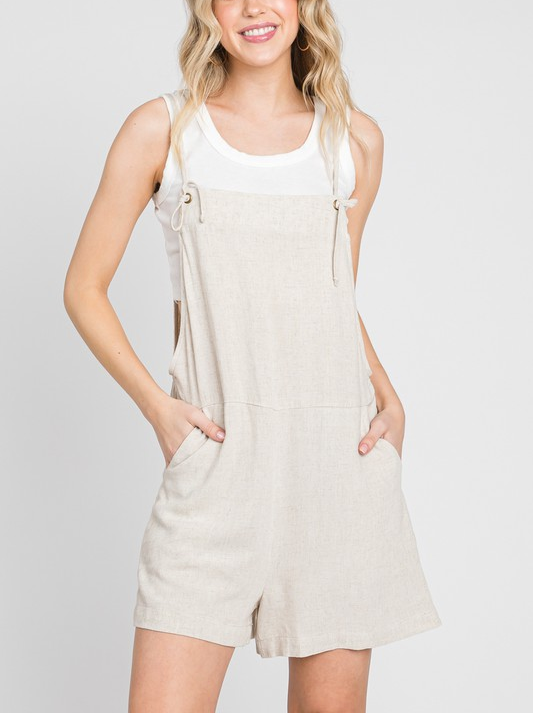 Marceline Spaghetti Strap Romper In Sand