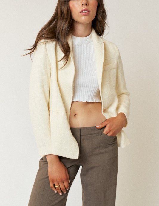 High Hopes Textured Blazer in Ivory