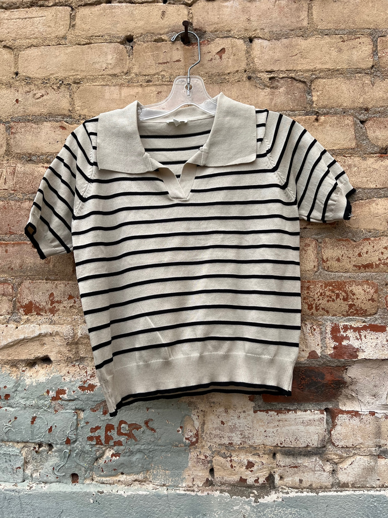 At the Hop Collared Top in Tan