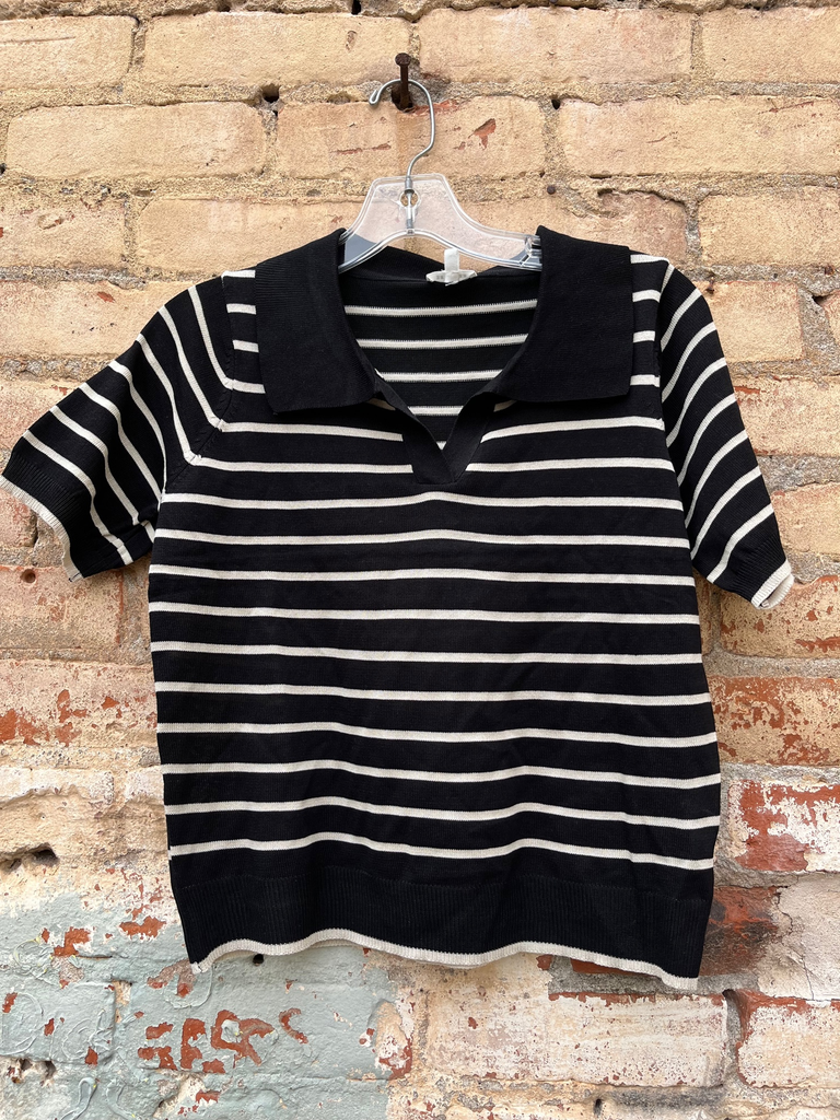 At the Hop Collared Top in Black