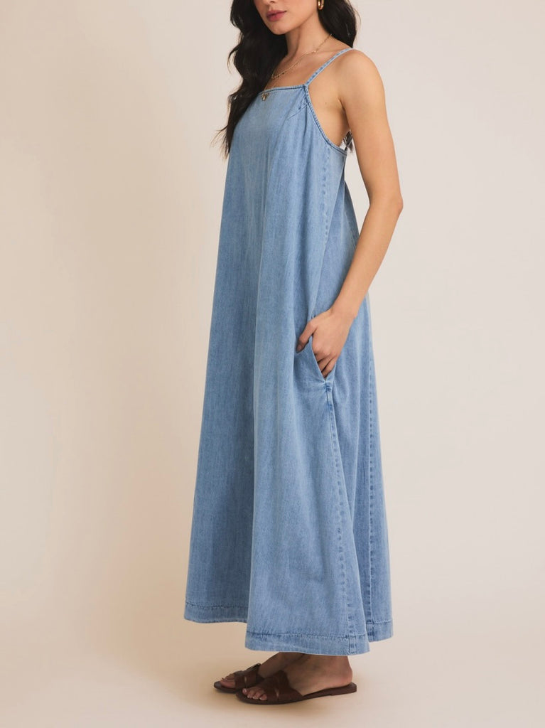 Denim Daze Sleeveless A-Line Maxi Dress