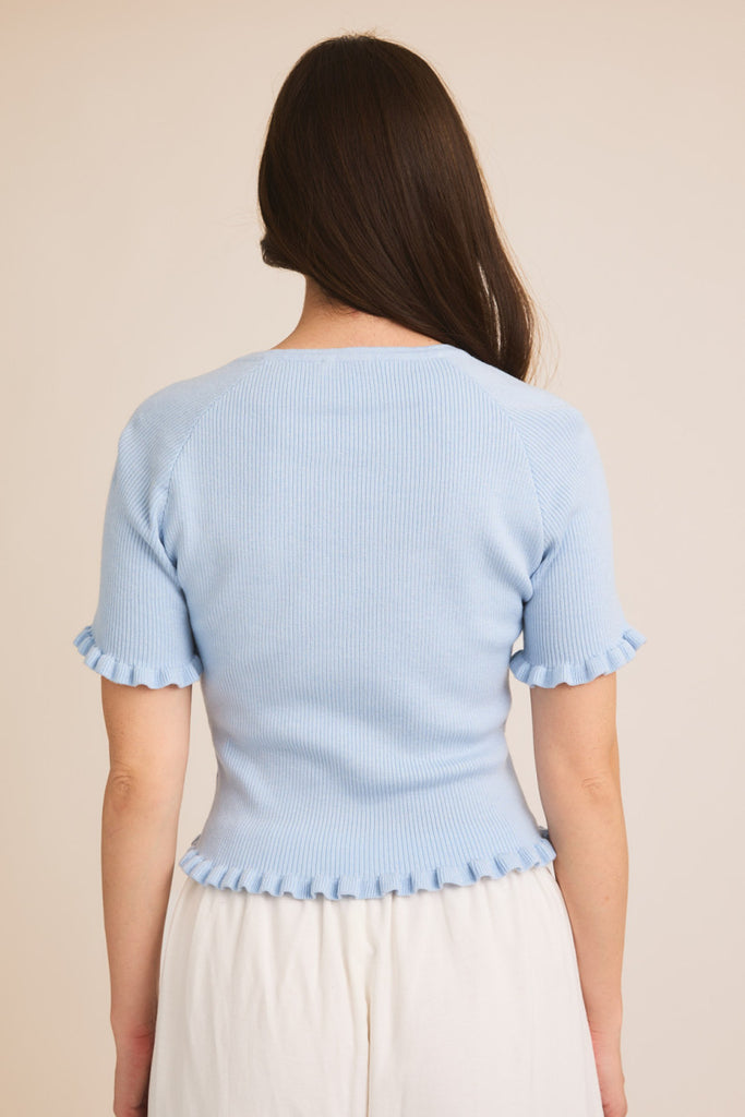 Lorraine Quarter Sleeve Knit Ruffle Top (Assorted)