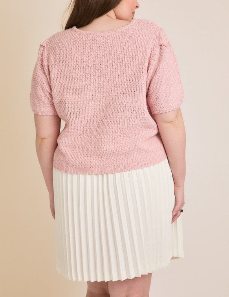 Sweetest Little Hollow and Textured Short Sleeve Sweater Top (Assorted)