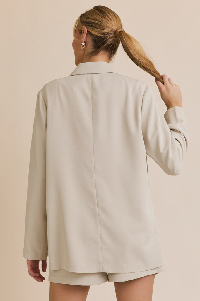 Power Hour Double Breasted Blazer in Natural Stone