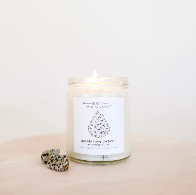 Dalmatian Jasper Crystal Candle - Balancing