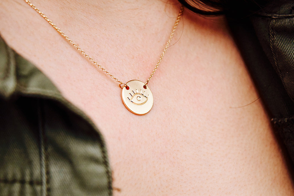 Golden Eye Dainty Necklace